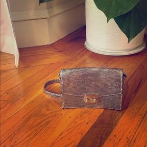 Express silver glam mini cross body bag